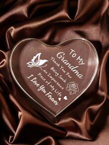 1 Peça Placa Acrílica em Forma de Coração, Decoração Memorial Amorosa, Estilo Fresco e Elegante, Expositor de Mesa, Presente para Avó para Casamento, Aniversário, Ação de Graças, Natal, Lembrança de Apreciação Familiar, Decoração para Casa e Escritório - Branco - Visão 2