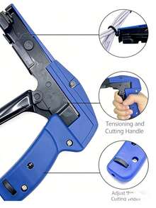 1pc Work Tools Cable Tie Gun, Manual Nylon Tie Strap Tightening Tool With Adjustable Tension And Cutting Function. As A Non-Electric Tool, It Operates Manually, Featuring A Durable Aluminum Alloy Structure And PVC Grip, Requiring No Batteries. Its Ergonomic Design Ensures Convenient Operation. - Multicolor - View 7