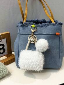 1 PC Mini Bag Shaped Bag Pendant Keychain Cute Plush Pearl Pendant Car Keychain Pendant Gift - Multicolor - View 5