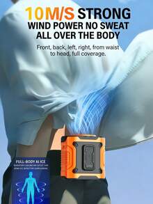 Ventilador de cintura recargable por USB - Batería de 4000 mAh, ventilador portátil 2 en 1, ventilador colgante para la cintura y el cuello para actividades al aire libre. - Multicolor - Ver 6