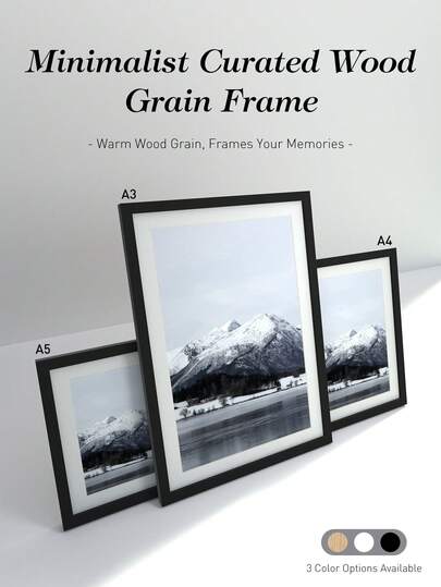XXBANZHUAN A3/A4/A5 Picture Frames, High-Quality Craftsmanship, Vertical Or Horizontal Wall Mounting, 3 Classic Colors (Wood, White, Black), Suitable For Any Indoor Decor Style