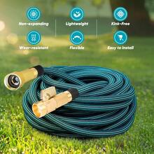 OSIDOOL 15/25/50/75/100FT Garden Hose With 10-Function High-Pressure Spray Nozzle, Lightweight, Non-Expandable Water Hose For Yard, Lawn, Car Wash & Outdoor Use - Blue - View 4