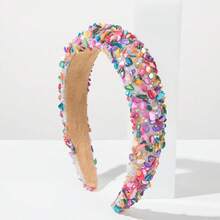 一款韩式时尚跨境新款夸张巴洛克风格彩色水晶糖果海绵宽发箍，适合女孩参加宴会和派对。 - FG1175七彩 - 查看 4