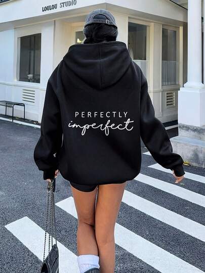 Hoodies For Women, Perfectly Imperfect Graphic Hoodie, Casual Streetwear, Summer Outfits, Y2K Style