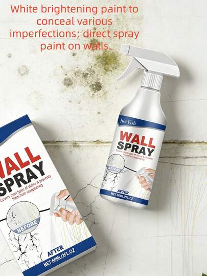 JUE FISH 墙面喷漆，家居修补，遮盖污渍，可剥离式墙面翻新，室内装修喷漆/自喷式，操作便捷，遮盖污垢和剥落，无需专业工具即可手动翻新。新旧型号随机发货。