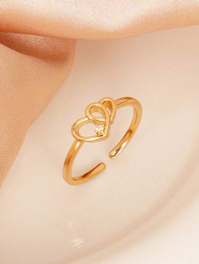 1 pieza Anillo decorativo con corazón de circonita cúbica elegante, adecuado para uso diario de mujeres, citas, fiestas, bodas, mejor regalo para días festivos