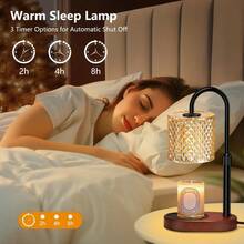 LUOJIBIE Adjustable Height Candle Lamp Warmer With Timer,No Flame Scented Wax Dimmable Candle Warmer Lamp With Dimmer,Christmas Mothers Day Gift,Bedroom Home Decor - US A Type Plug(110-127V) - View 2