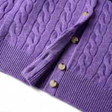 Polo Ralph Lauren Classic Embroidered Wool Cardigan | Cable-Knit Cashmere Blend Crewneck Button-Front Sweater, Women's Timeless Knitwear - 紫丁香色 - 查看 4