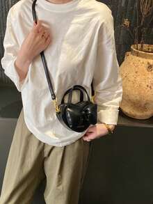 开斋节快乐！新款超酷3D心形包包，可爱蝴蝶结包包，超迷你朋克风手提包，零钱包，晚宴手拿包 - 黑色 - 查看 6