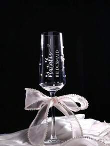1pc Personalized Champagne Flute, Reusable & Washable Customized Champagne Glass With Bow Decor, Suitable For Bride And Bridesmaids, Wedding Party, Bridal Shower, Bachelor Party, Birthday Party ,Forever Love - Nhiều màu - Xem 19