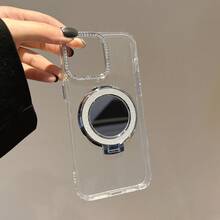 带镜面支架和水钻的软壳手机壳，兼容 12、13、14、15、16 Pro Max、17、17 Pro Max、Moto G13、G85、E22、S21、S22、S23、S24、S25 Plus Ultra。 - 銀色 - 查看 5