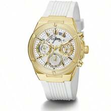 Guess Women's Gold-Tone Quartz Watch With White Silicone Strap, Perfect Gift For Valentine's Day GW0409L2 - White - View 11