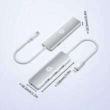 HP USB-C 转 USB-C 五合一铝合金扩展坞 - 4 个 USB 3.0 端口和 1 个 Type-C 端口 - 銀色 - 查看 6