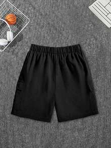 Teenager Boys' Minimalist Letter Print Round Neck Short Sleeve T-Shirt + Khaki Casual Pants Summer New Set - Multicolor - View 7