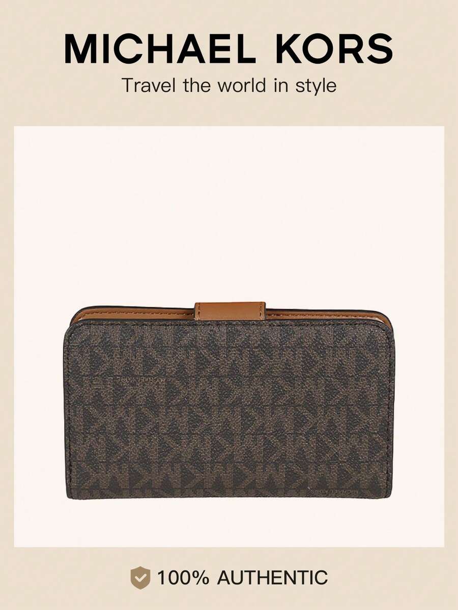 Michael Kors Women's RFID Blocking Genuine Leather Trifold Wallet, Credit Card Holder, Travel Wallet - Brown - View 1