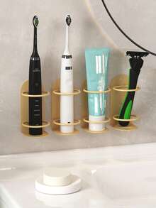 1/2 piezas Soporte de pared para cepillo de dientes eléctrico, organizador de almacenamiento de baño, adecuado para uso doméstico para guardar cepillo de dientes, soporte de cepillo de dientes, soporte de afeitadora, decoración de baño del hogar - Multicolor - Ver 6