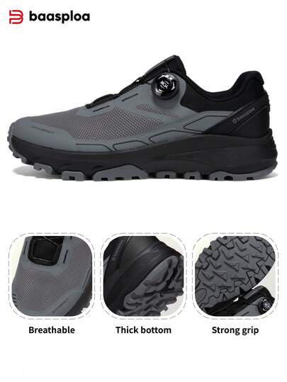 baasploa Men's Outdoor Hiking Shoes Size 41-45, Featuring Rotary Buckle Design, Anti-Slip Shock-Absorbing Hiking Shoes, Lightweight Sports Shoes, Multi-Function Casual Sports Shoes