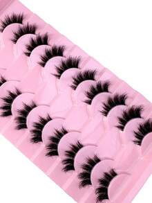 10 Pairs Transparent Half-Strip Soft 3D Faux Mink Lashes With Cat Eye Design (MG46) - Black - View 7