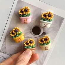 5/10个向日葵冰箱贴，彩色装饰磁贴，个性化冰箱贴纸，适用于厨房、办公室、白板、储物柜、洗碗机、厨房和家居装饰、节日礼物和派对小礼品 - 多色 - 查看 3