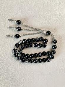 33pcs 6mm Black Glass Bead Muslim Prayer Beads Rosary - Multicolor - View 7