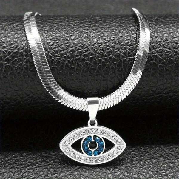 Fashion Islamic Evil Eye Pendant Necklace Stainless Steel Men's And Women's Good Luck Jewelry Amulet Turkish Eye Necklace