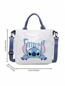 Disney Stitch Canvas Bag, Student Shoulder Bag, Crossbody Bag, Detachable Shoulder Strap Handbag, Tote Bag, Casual Travel Bag, Travel Organizer Bag, Cosmetic Bag, Makeup Bag, Travel Organizer, Large Capacity Cosmetic Storage Bag - Multicolor - View 2