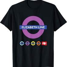 Camiseta con el símbolo del tren británico Elizabeth Line, icono colorido del ferrocarril británico - Negro 5 - Ver 1