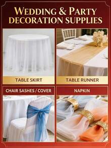 1pc Semi-Transparent Organza Fabric, Suitable For Wedding, Birthday Party Dress, Headpiece DIY, Pre-Cut Material - Multicolor - View 6