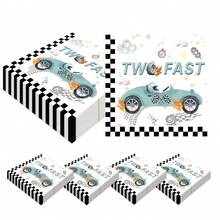 20pcs 6.5inch*6.5inch Blue Racing Car 2nd Birthday Party Disposable 2-Ply Napkins, 20 Servings, Suitable For Various Party Occasions, Event Napkins, Holiday Decorations, Fashionable Napkins, Elegant Party Decor - Multicolor - View 7