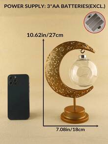 1pc LED Desktop Decor Lamp, Star, Moon & Earth Shaped, Bulb Style, 27cm Height, Gold Metal Frame, Warm Light, Suitable For Home, Office, Holiday, Party, Theme Decor - Warm White - View 8