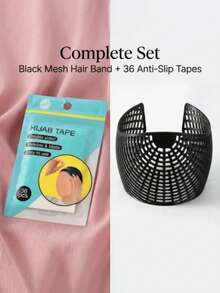 2件套 - 头巾固定带 + 头巾防滑带，1条3D打印防滑头巾固定带，隐形胶带，透气尼龙头巾内衬，方便穆斯林女性佩戴 - 2pcs/set-髮箍+頭巾貼 - 查看 12