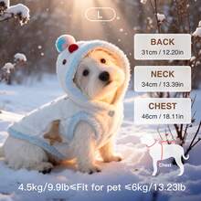 HAZOOWILL Shiny Snowman Dog Hoodie - Sparkling Silver Threads In Sunlight, Built-In Leash Ring, Suitable For Small Dogs Holiday Christmas Winter Outfit, Warm And Adorable - Blue and White - View 12