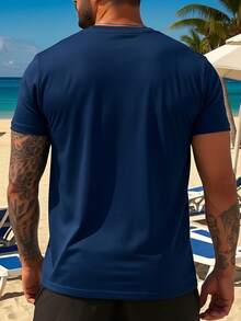 Men's Vacation Casual Style Printed Lightweight Short Sleeve T-Shirt, Suitable For Summer - Multicolor - View 2