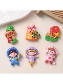 3/6pcs Cartoon Pastoral Style Refrigerator Magnets, Cute Fridge Stickers, Personalized Fridge Magnets, Suitable For Kitchen, Office, Whiteboard, Storage Cabinet, Dishwasher, Kitchen Decor, Home Decor, Holiday Gifts For Friends, Party Favors - Multicolor - View 6