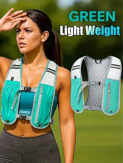 Chaleco reflectante para correr con soporte frontal para teléfono, mochila de hidratación transpirable, correas ajustables para el pecho y la cintura, chaleco de hidratación ligero para mujeres y hombres, adecuado para trail running, ciclismo, senderismo, maratón, equipo de running