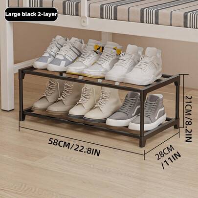 1 st enkel skohylla med 2-3 våningar, svart/vit, ekonomisk skoförvaring under sängen, lämplig för studentboende, sovrumsentré och entré