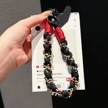 1pc Elegant Cotton Rope Wrist Strap, 3-Strand Braided Beaded Outdoor Anti-Lost Sturdy Phone Lanyard - Multicolor - View 13