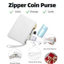 4.5 X 6.5 Clutch Stadium Approved, Leather Coin Purse For Women Wristlet Money Pouches For Cash Car Change With Zipper Lipstick Holder, Extra Small Makeup Bag For Purse Organizer Insert, White - White - 查看 4