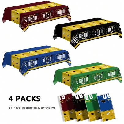 Disposable Plastic Tablecloths With Graduation, Party, Holiday Themes, Waterproof And Oil-Proof For Decoration