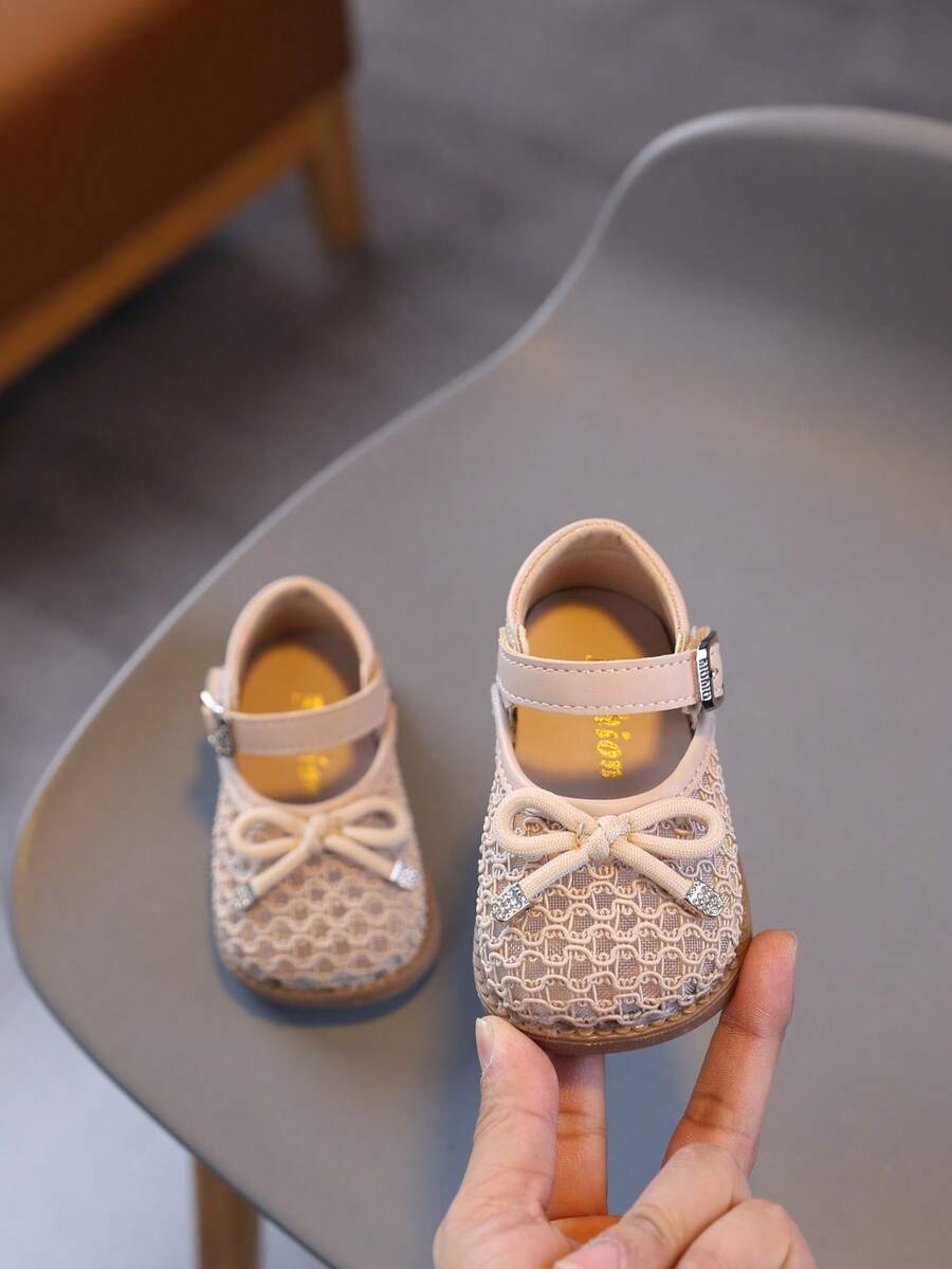 1 Pair Toddler Girls' Shoes, New Mesh PU Butterfly Print Cute Princess Shoes, Lightweight Soft Sole Suitable For Crawling, Spring/Summer/Autumn - Pink - View 1