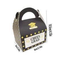 11pcs Graduation Party Gift Box, Black & Gold Congratulations You Did It Design Paper Candy Box With Handle, Suitable For Graduation Party Supplies - Multicolor - View 12