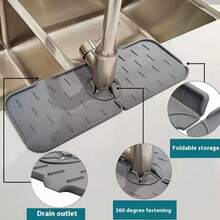 Alfombrilla de agua de silicona, protector plegable contra salpicaduras para fregadero de cocina, grifo de baño, lavado de platos - Multicolor - Ver 7