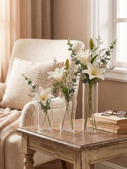 1 Pc/Set Cylinder Glass Vase. Modern Minimalist Style Vase. Fashionable And Simple. Suitable For Home Decoration, Decorative Display