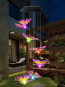 1个太阳能LED蝴蝶风铃灯，变色，防水，蝴蝶造型悬挂式装饰景观照明，防水LED太阳能风铃灯，适用于节日装饰、户外照明、家居花园、圣诞节、与亲朋好友聚会、礼品、花园灯、花园装饰、婚礼装饰、房间装饰、生日、毕业典礼等多种场合。 - 均碼 - 查看 2