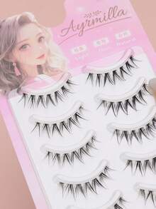5 Pairs Of Natural False Eyelashes, Fluffy And Soft 3D Mink Eyelashes, Long And Smooth Eyelashes, Daily Work Meetings, Comfortable Wearing Of Natural False Eyelashes - 黑色 - 查看 2