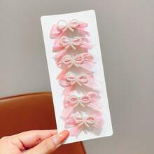 Cute Faux Pearl Bow Hair Clip, Fairy Ballerina Style Pearlescent Bow Hair Barrette, Bangs Clip, Sweet Hair Accessory - Multicolor - View 8