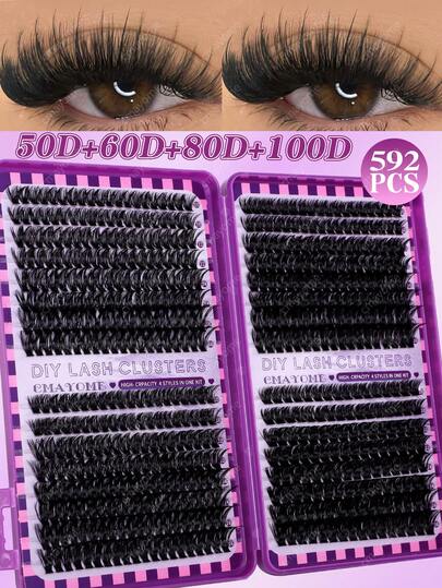 640pcs D-Curl Faux Eyelashes Book, DIY Home Use, Natural Soft False Lashes, Long-Lasting High Capacity, Suitable For Beginners, Fluffy & Dense Cluster Fake Lashes, Soft & Realistic, Classic Eyelash Extension, Applicable For Daily Commute, Wedding Bride Makeup, Stage Performance, Party, Student Back To School Makeup And More Occasions