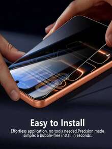 2 Packs Compatible With Iphone 17 Pro Max 17 17Air 17Pro 16 Pro Max 16 Pro 16 16 Plus 15 Pro Max 15 15 Pro 15 Plus 14 Pro Max 14 Pro 14 14 Plus 13 Pro Max 13 13 Pro 12 11 Xs Xsmax Xr Privacy Screen Protector , Military Grade Shatterproof, 9H Hardness, Anti-Spy Tempered Glass, Full Coverage Protection - Black - View 4