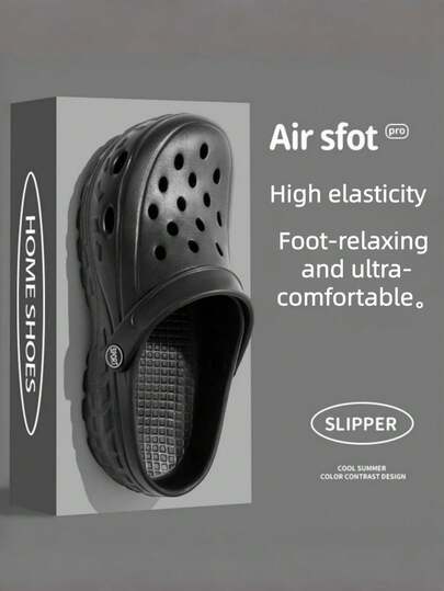 新款时尚厚底男士凉鞋，户外运动沙滩情侣镂空拖鞋，轻便EVA材质，柔软舒适防滑防臭，男女款镂空拖鞋，沙滩凉鞋，简约休闲男士拖鞋