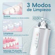 Irrigador Bucal Portátil Traje Limpiador Dientes Eléctrico Con 3 Modes 4 Nozzle IPX7 impermeable Portable Design Extraíble y Lavable inalambrica USB recargable Capacidad - ROSA - Ver 5